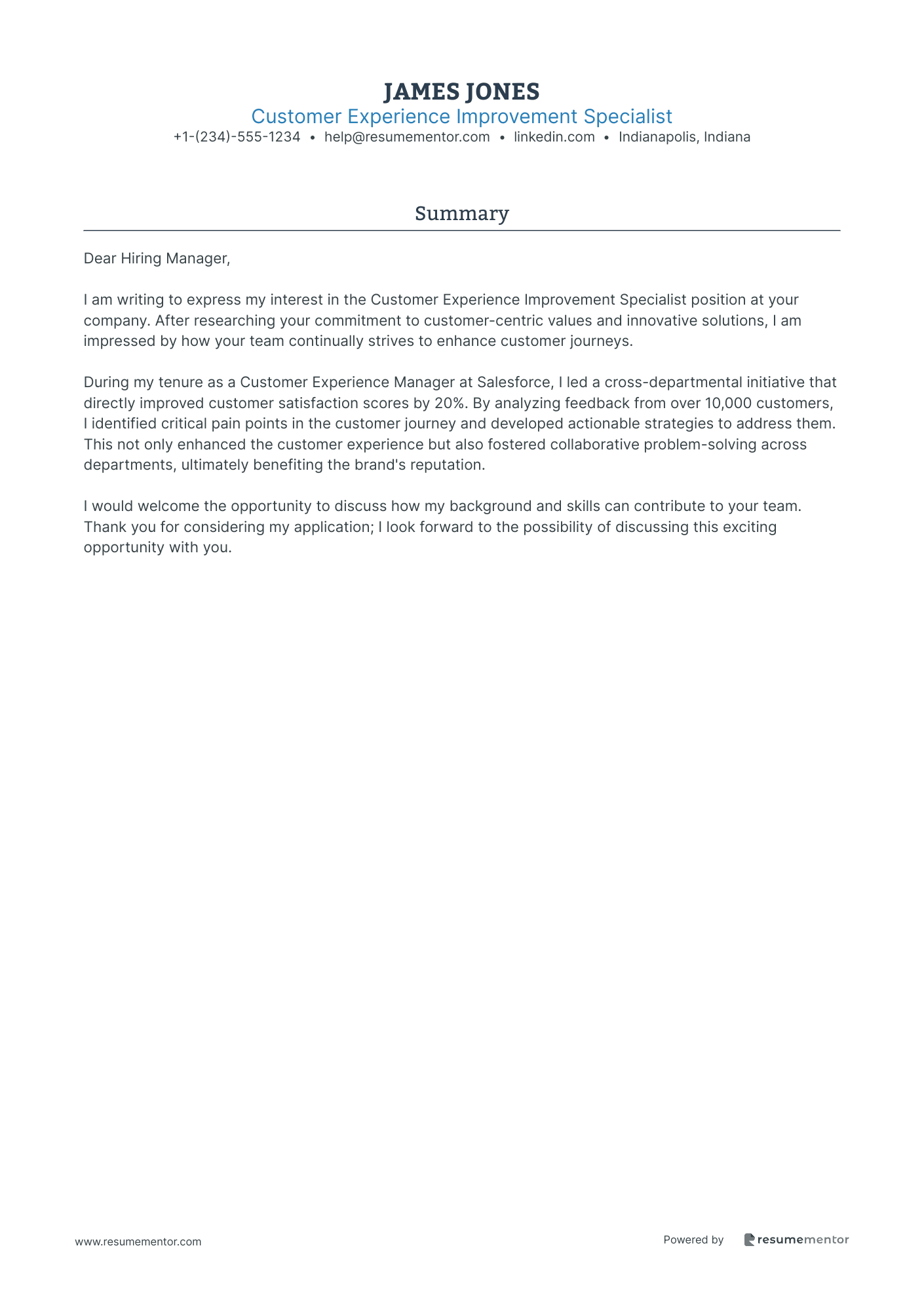 Customer Experience Improvement Specialist