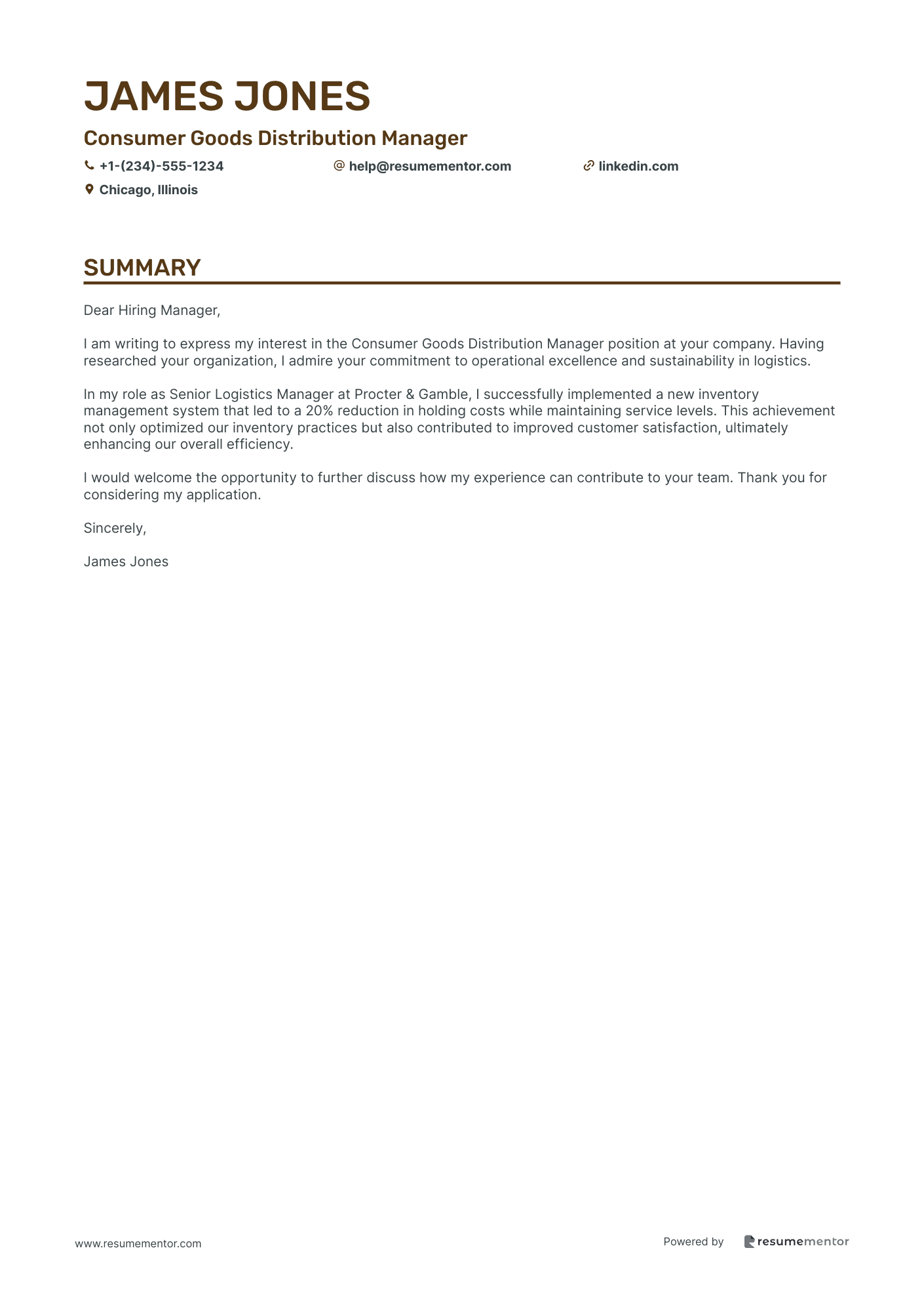 Consumer Goods Distribution Manager