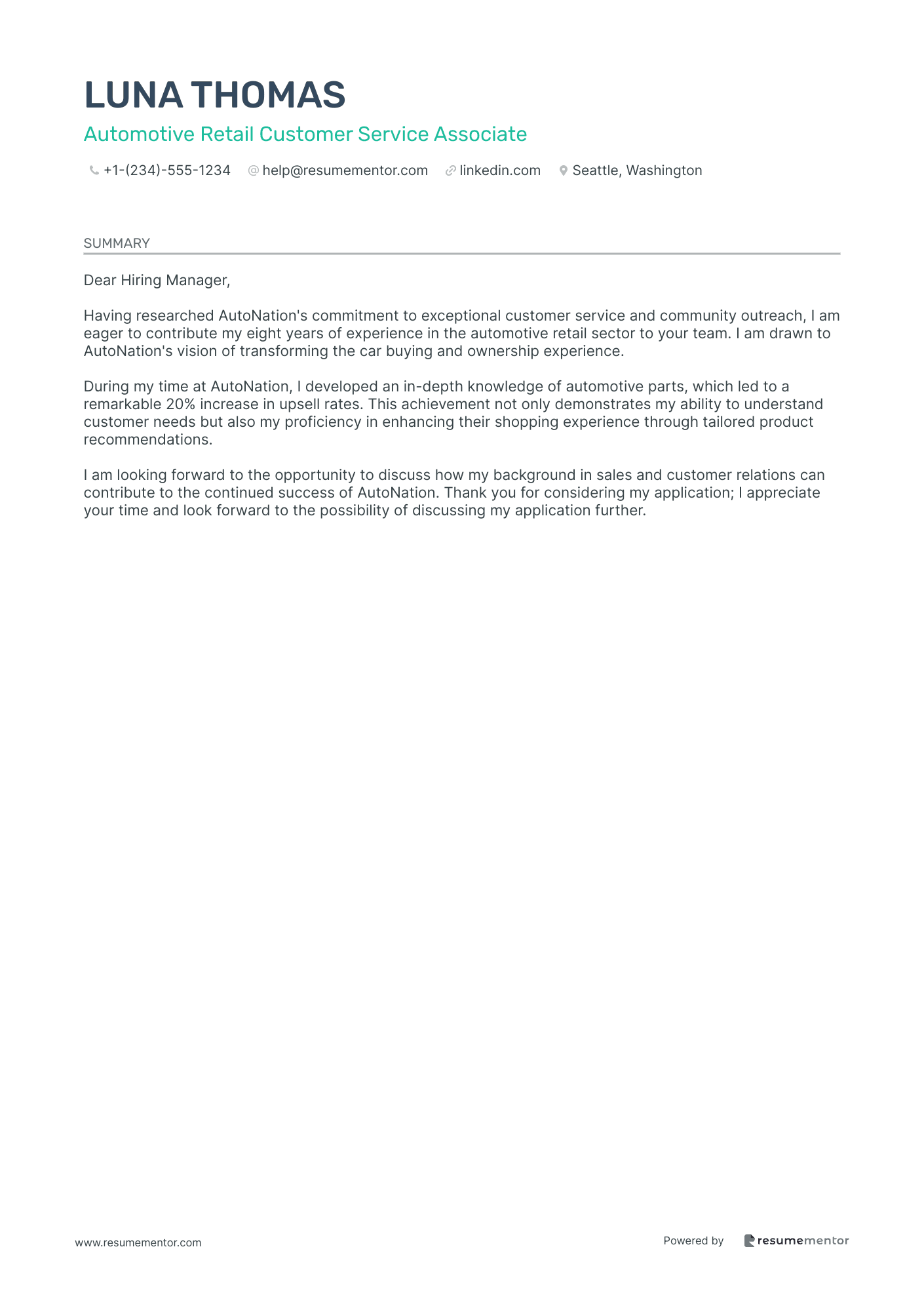 Automotive Retail Customer Service Associate