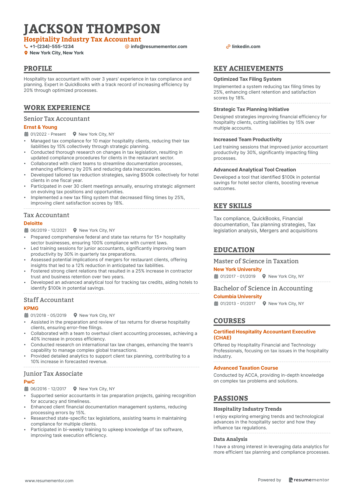 Hospitality Industry Tax Accountant