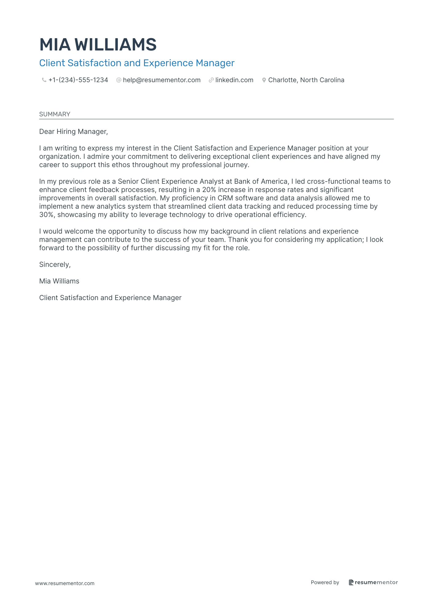 Client Satisfaction and Experience Manager