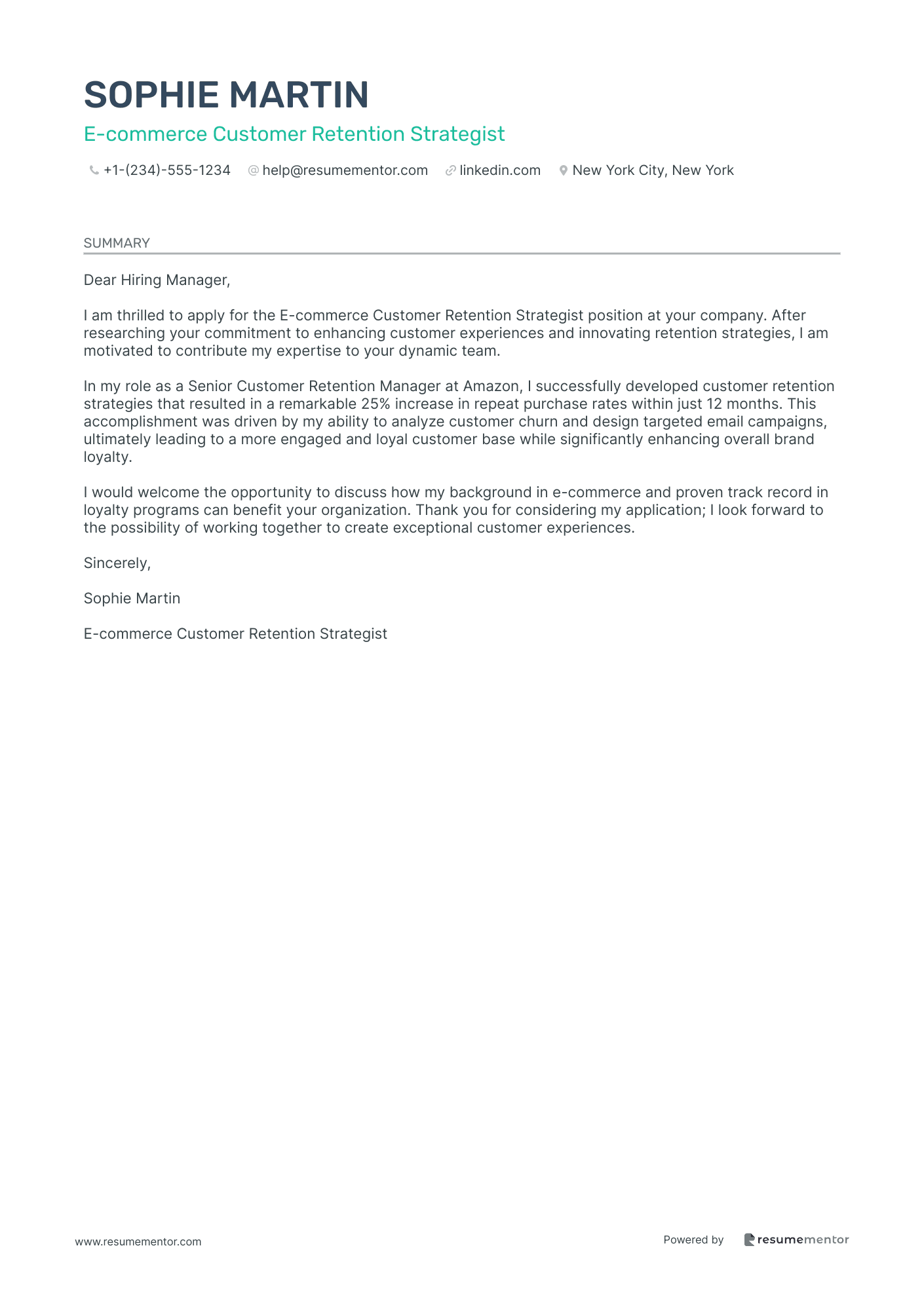 E commerce Customer Retention Strategist