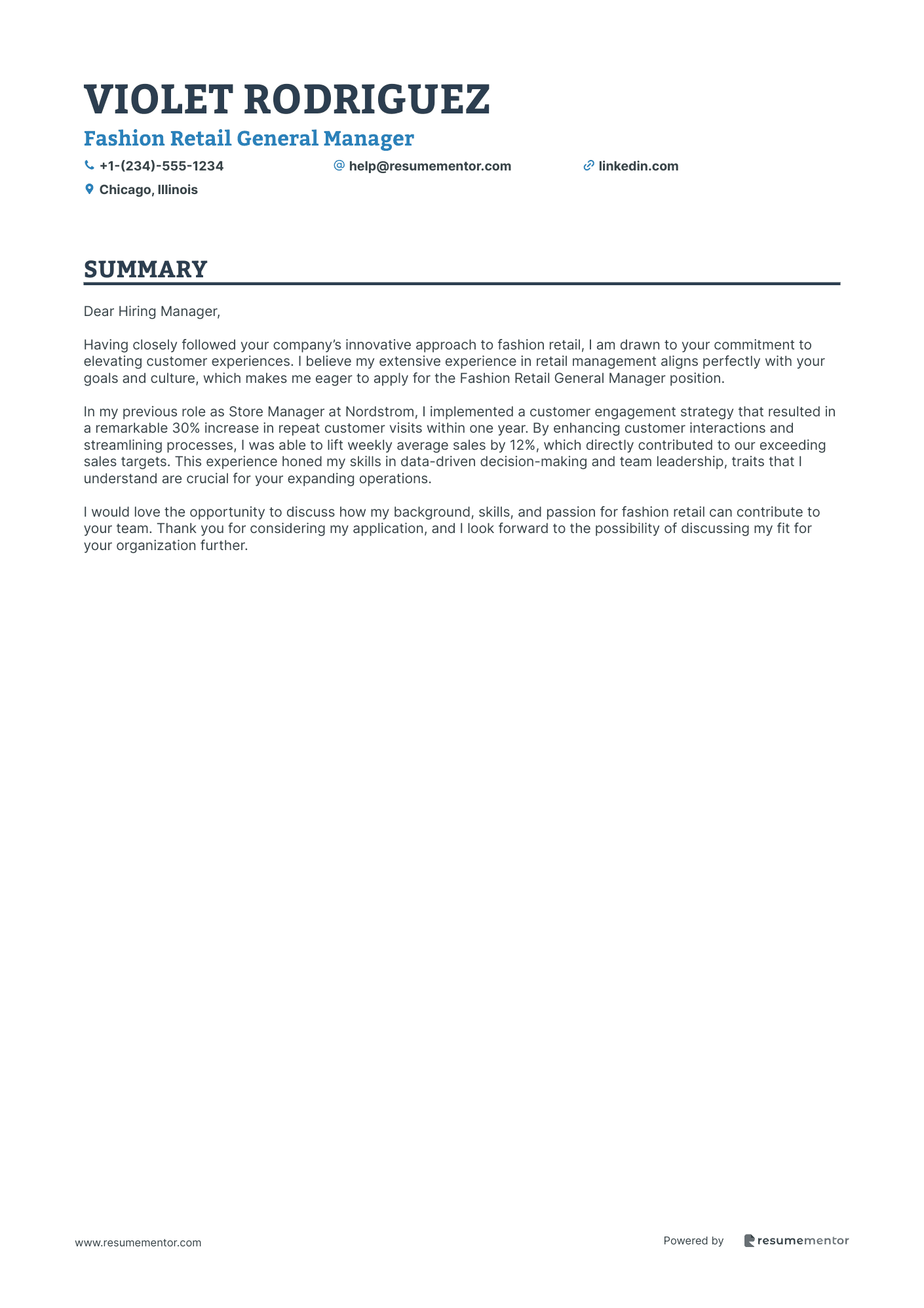 Fashion Retail General Manager