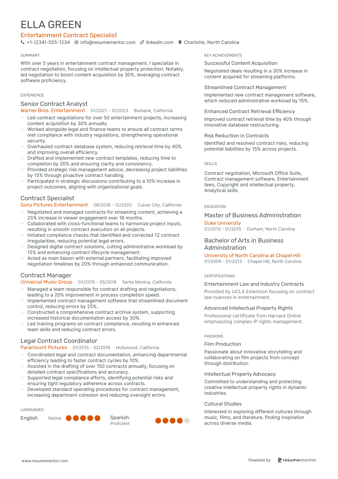 Entertainment Contract Specialist
