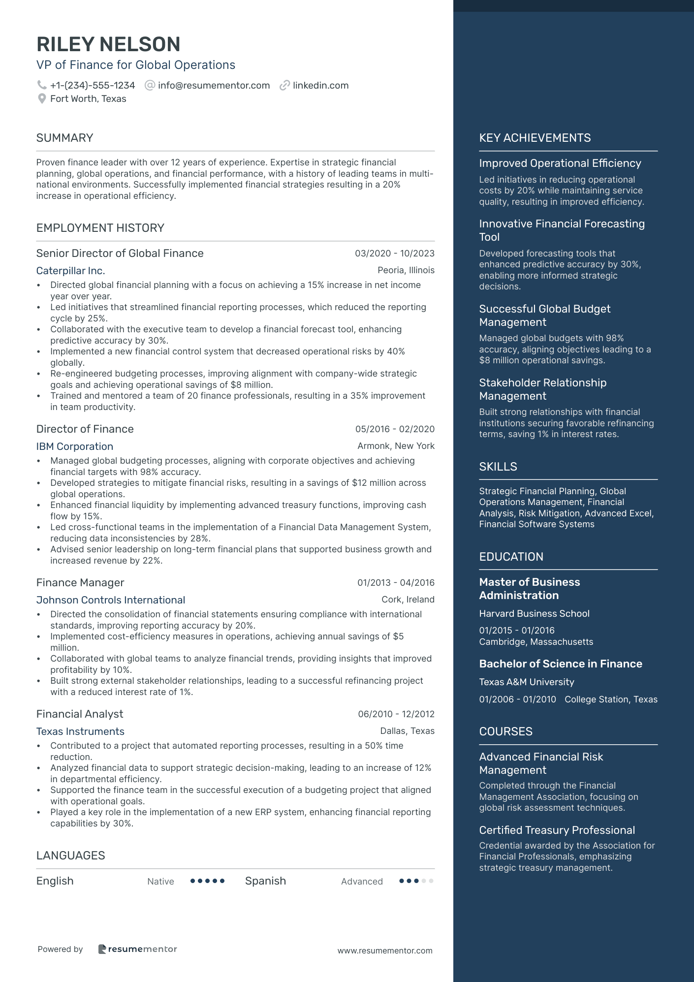 VP of Finance for Global Operations