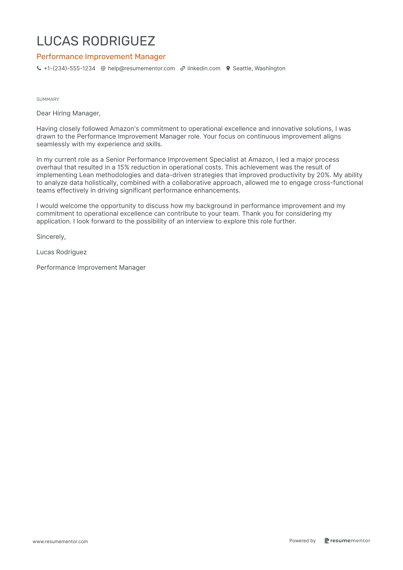 Performance Improvement Manager