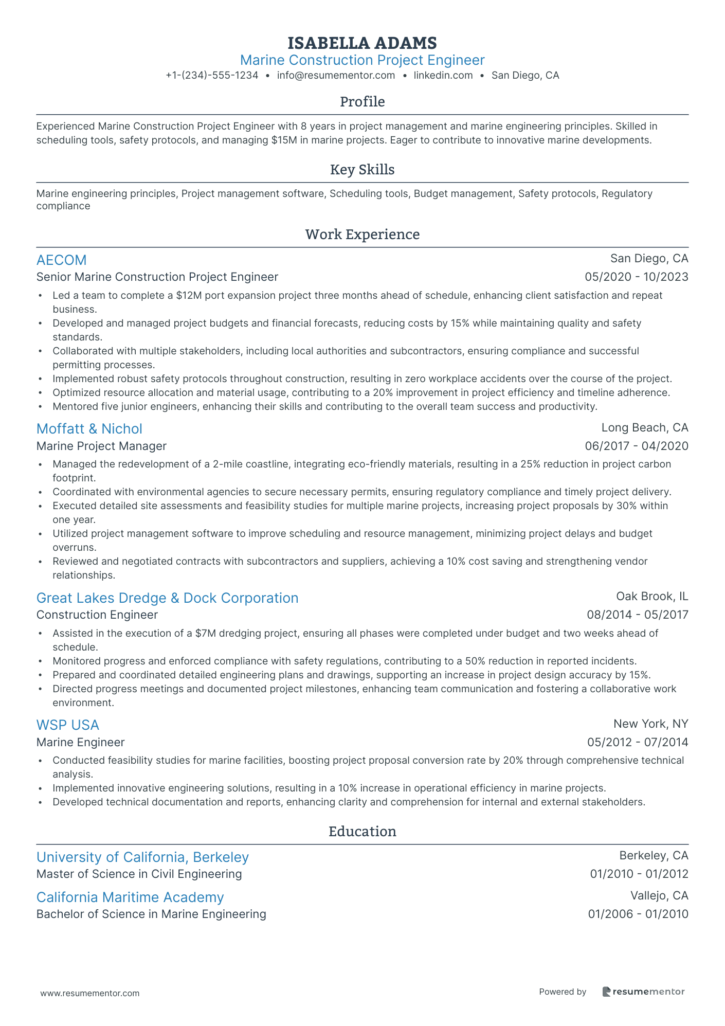 Marine Construction Project Engineer