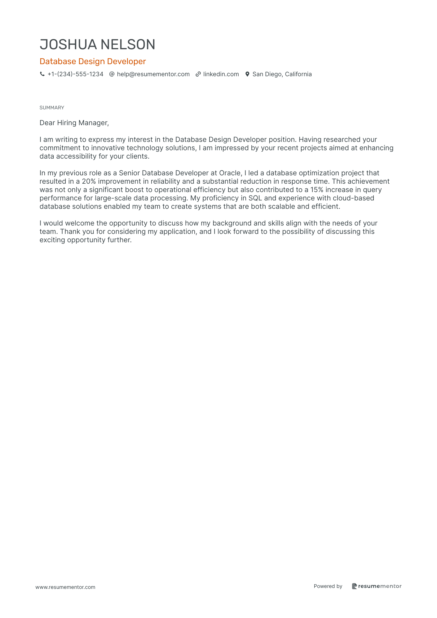 Database Design Developer