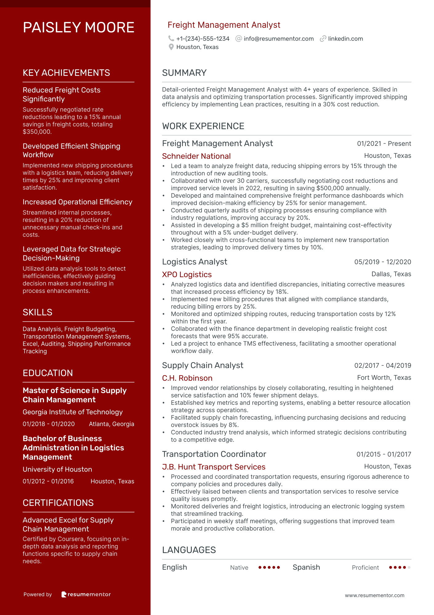 Freight Management Analyst