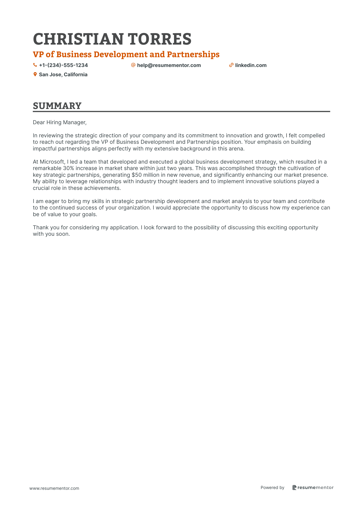 VP of Business Development and Partnerships