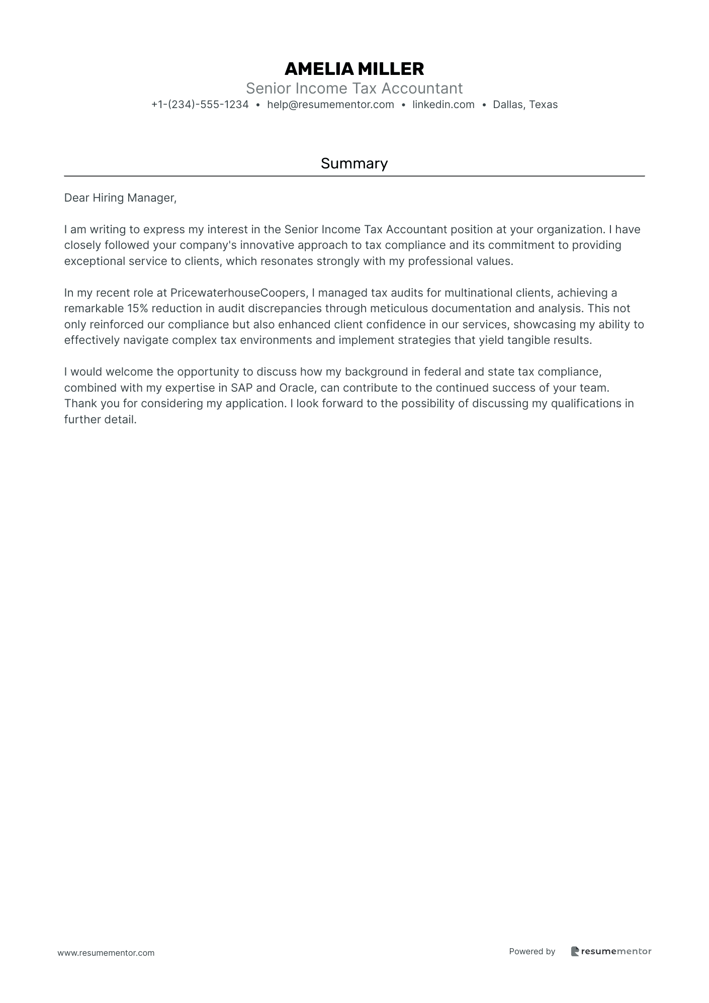 Senior Income Tax Accountant