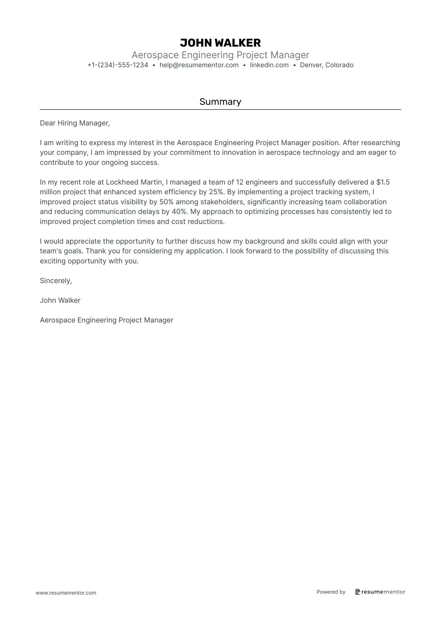 Aerospace Engineering Project Manager