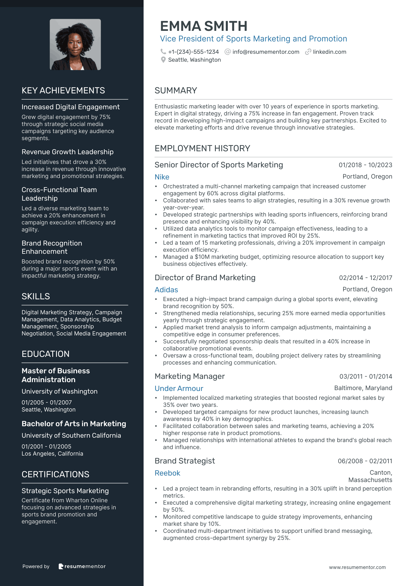 Vice President of Sports Marketing and Promotion