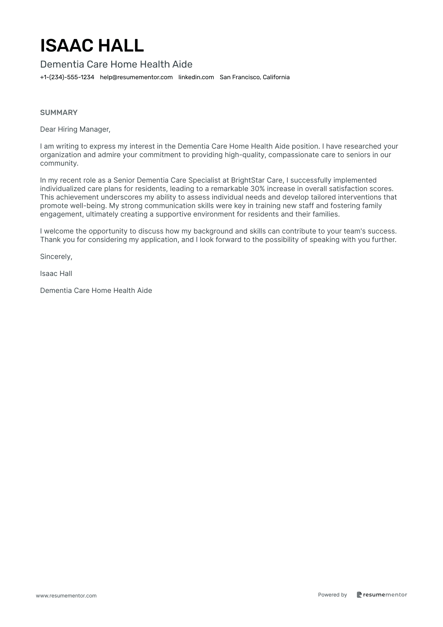 Dementia Care Home Health Aide