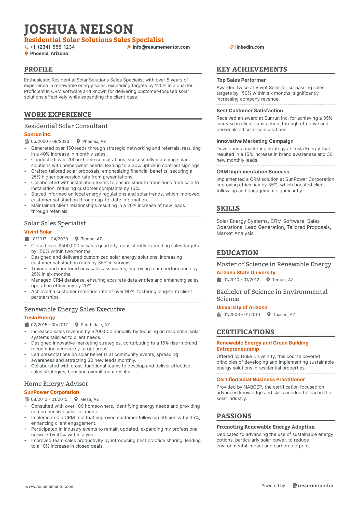 Residential Solar Solutions Sales Specialist