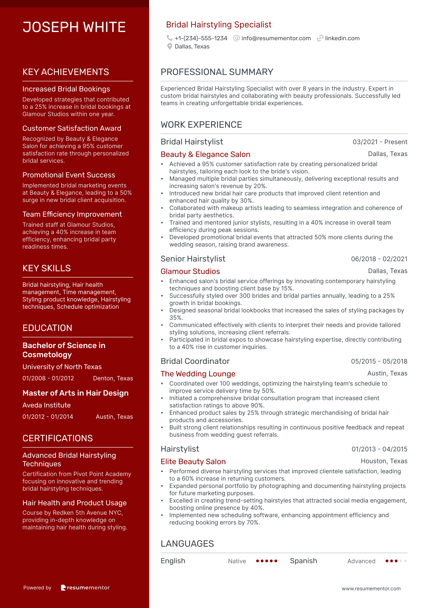 Bridal Hairstyling Specialist