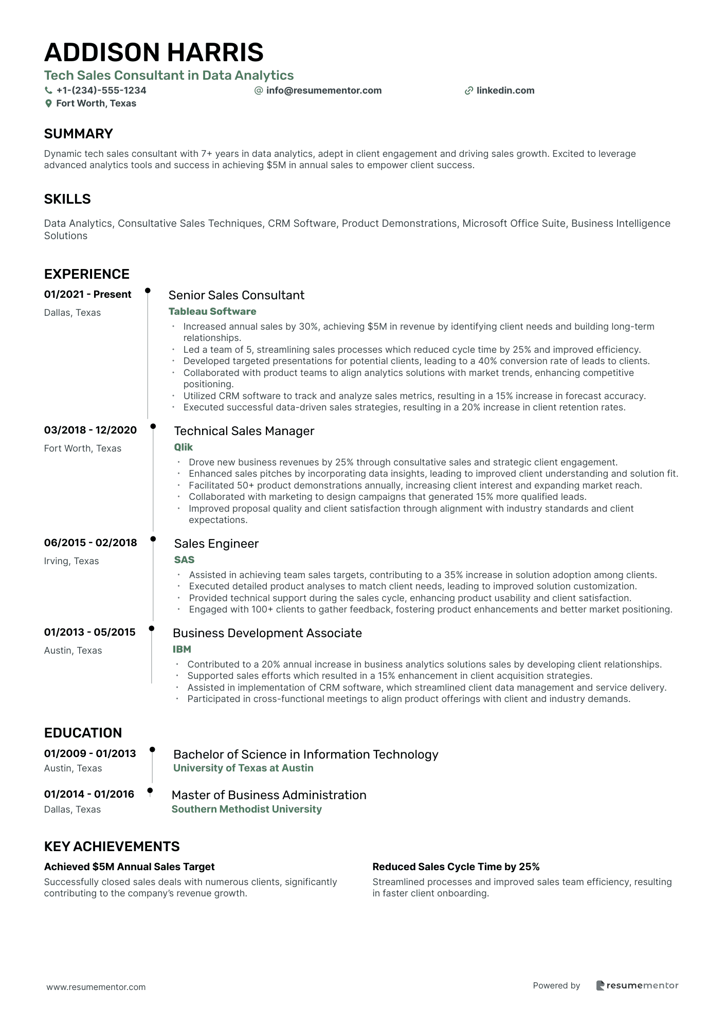 Tech Sales Consultant in Data Analytics