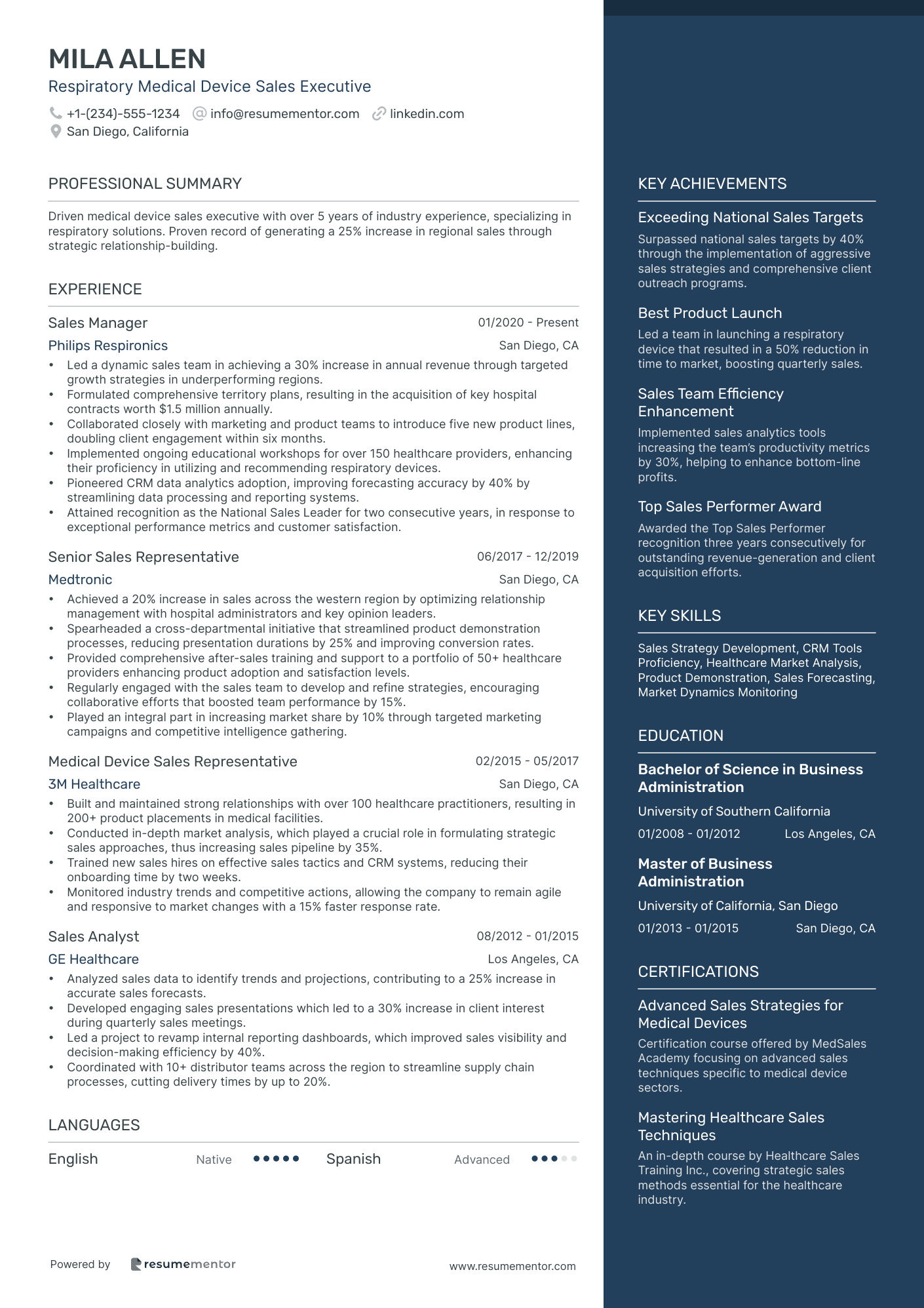 Respiratory Medical Device Sales Executive