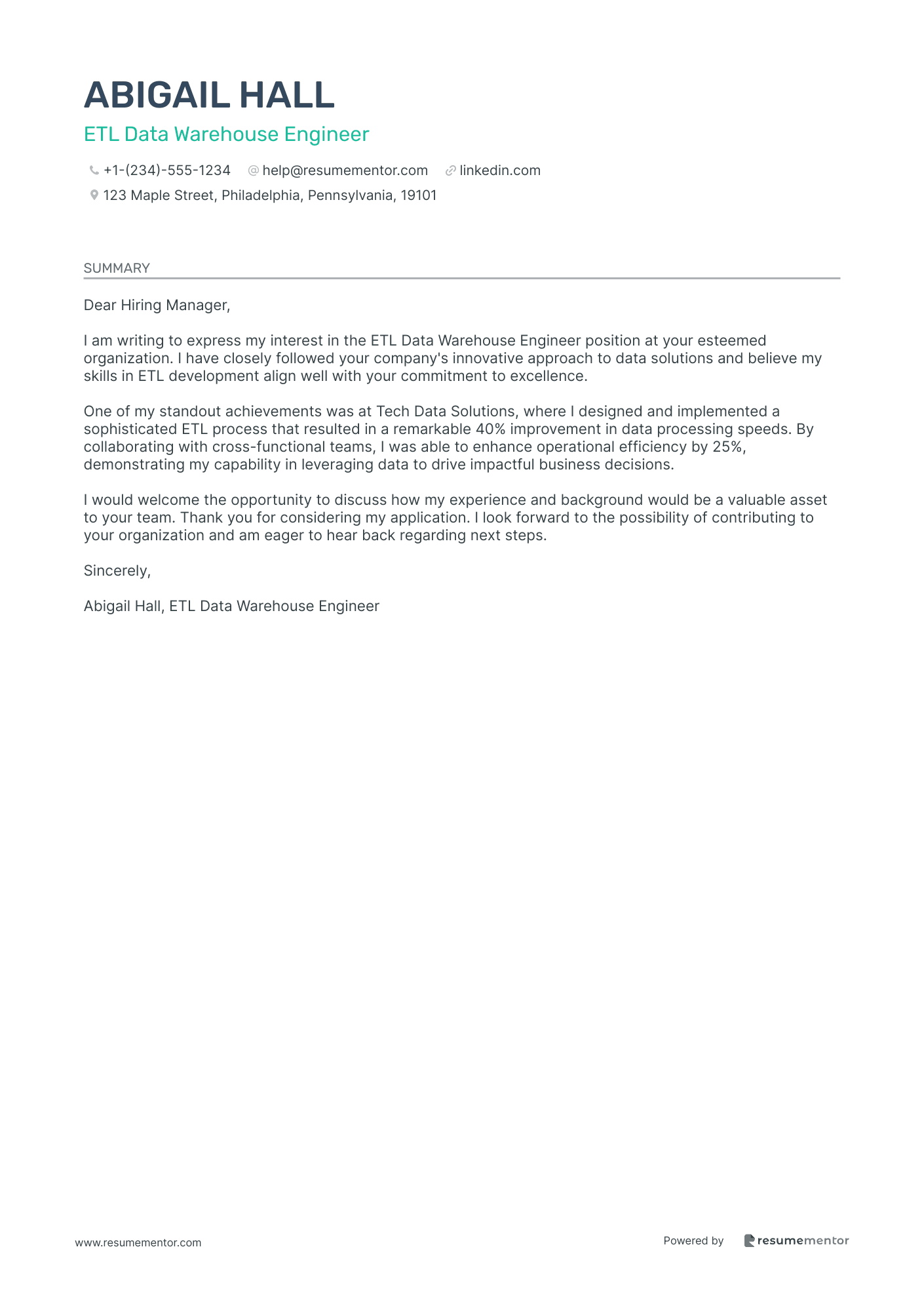 ETL Data Warehouse Engineer