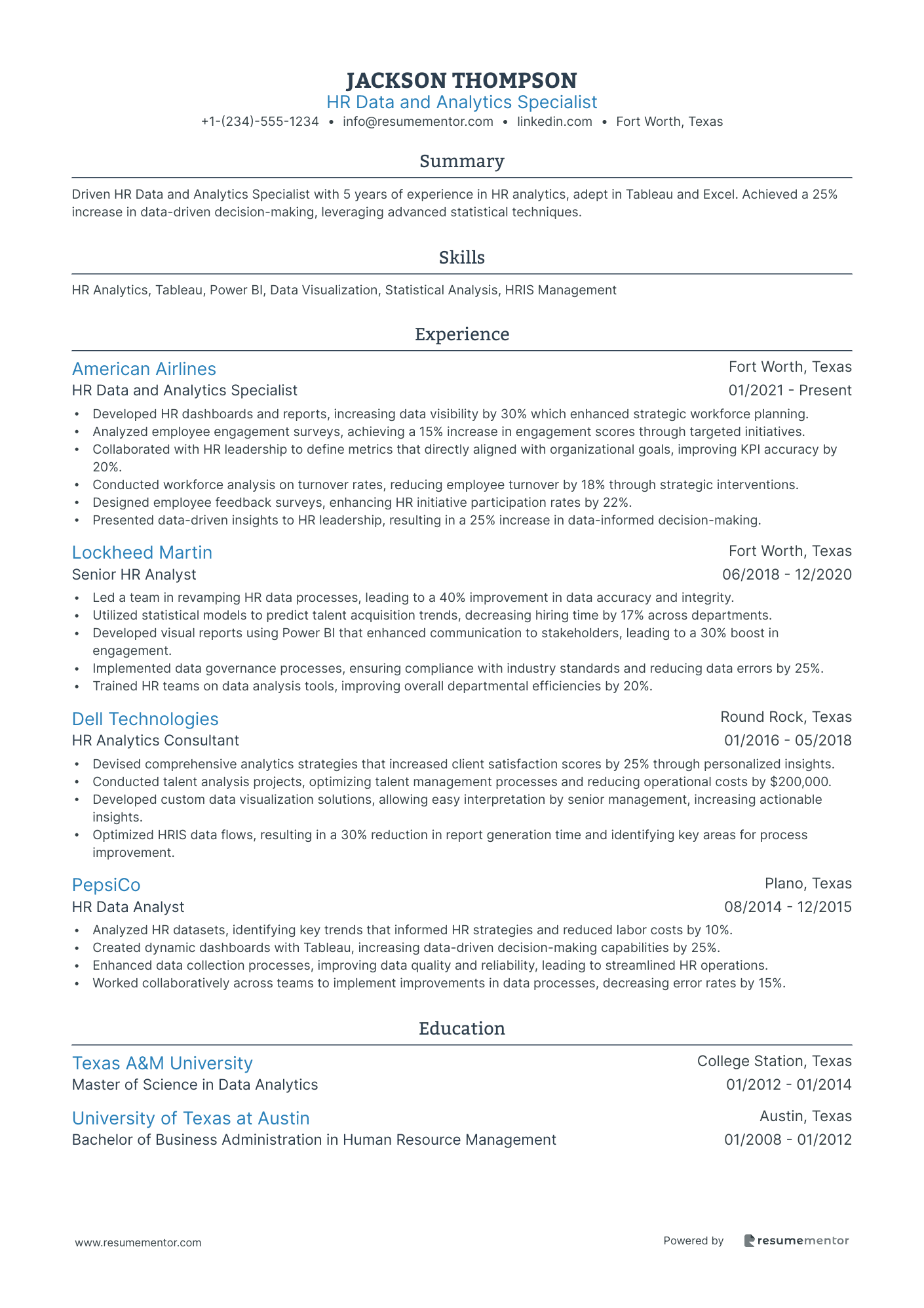 HR Data and Analytics Specialist