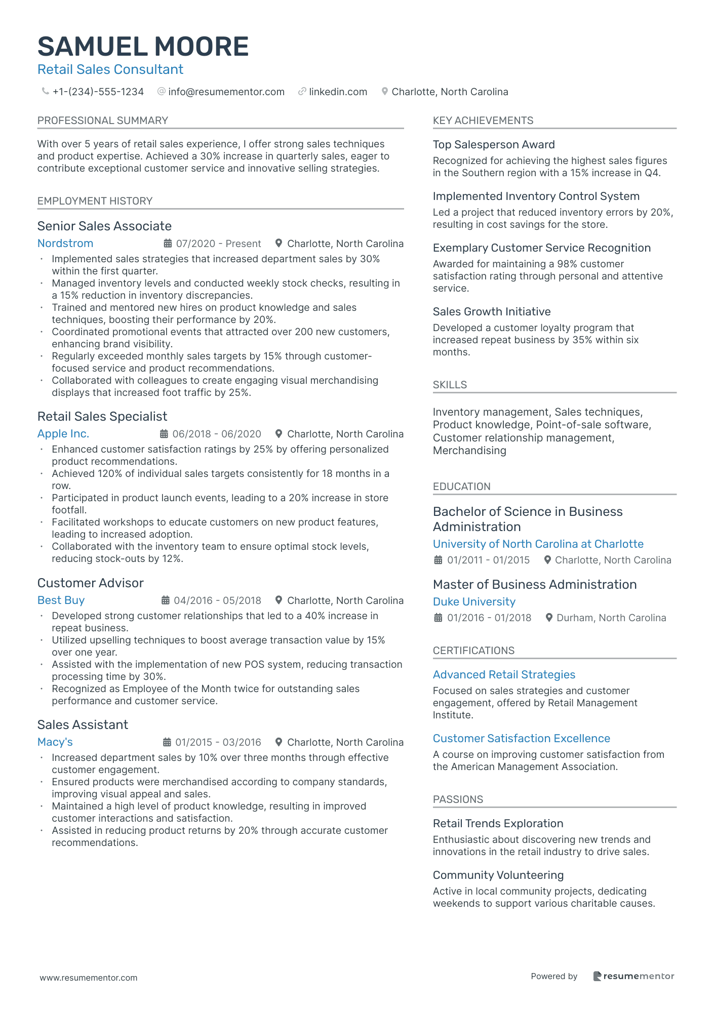 Retail Sales Consultant