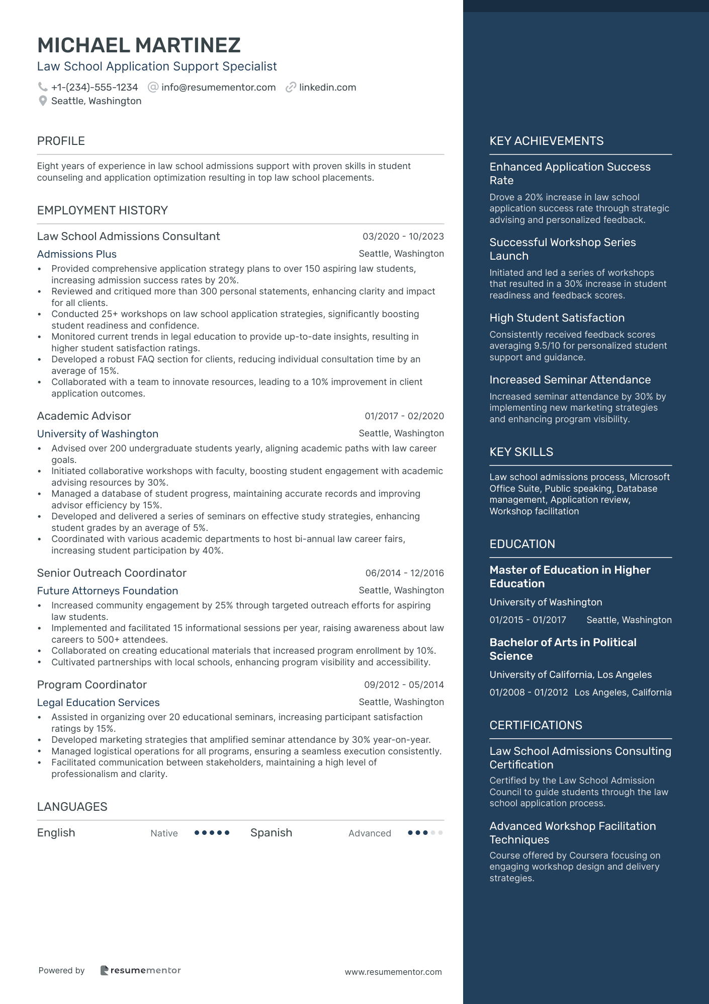 Law School Application Support Specialist