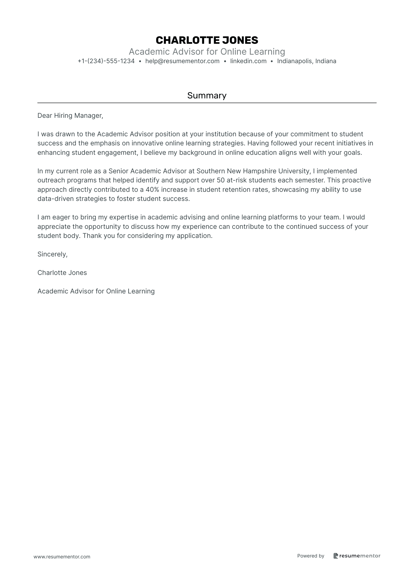 Academic Advisor for Online Learning