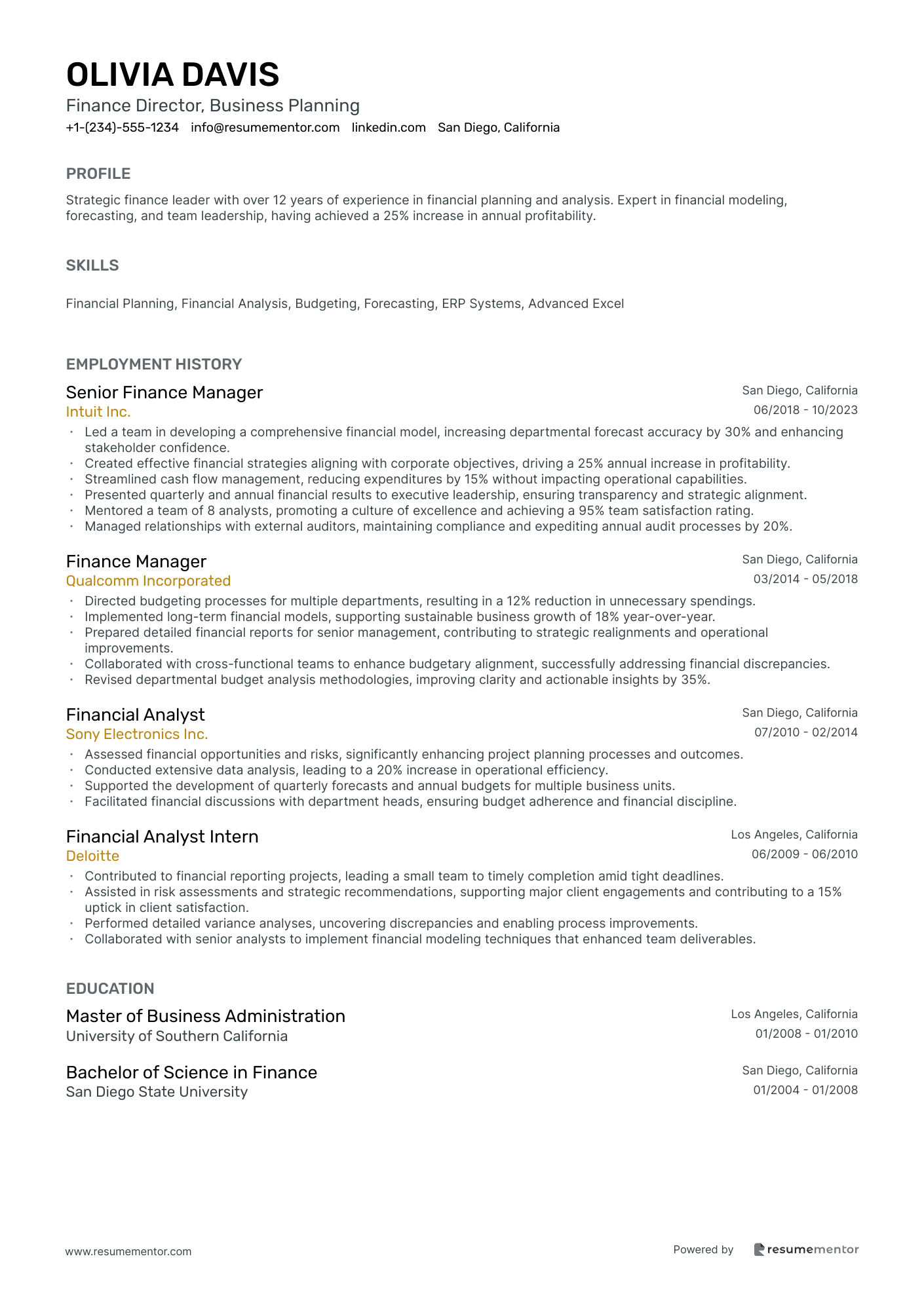 Finance Director, Business Planning