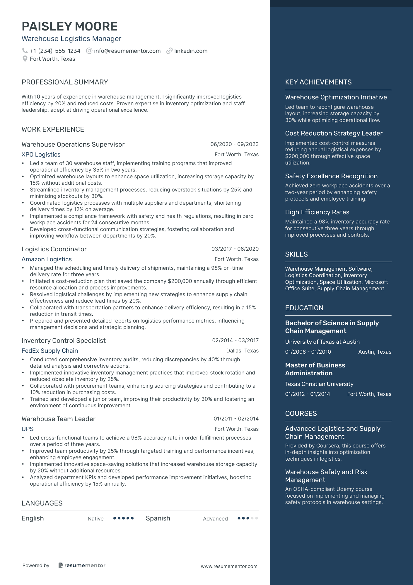 Warehouse Logistics Manager