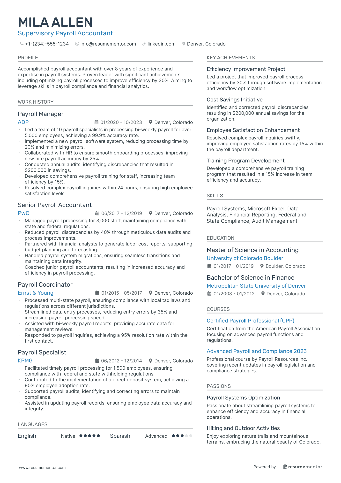 Supervisory Payroll Accountant