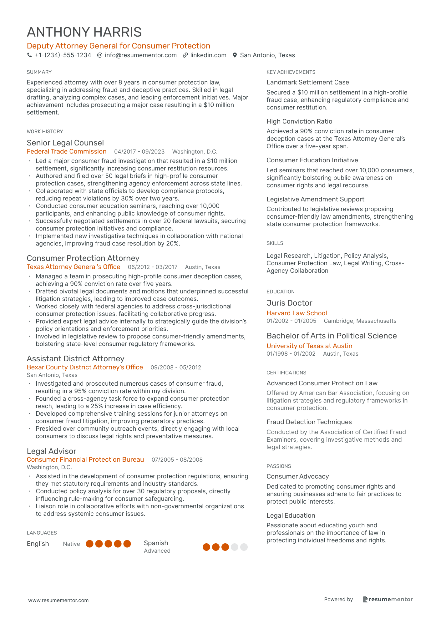 Deputy Attorney General for Consumer Protection