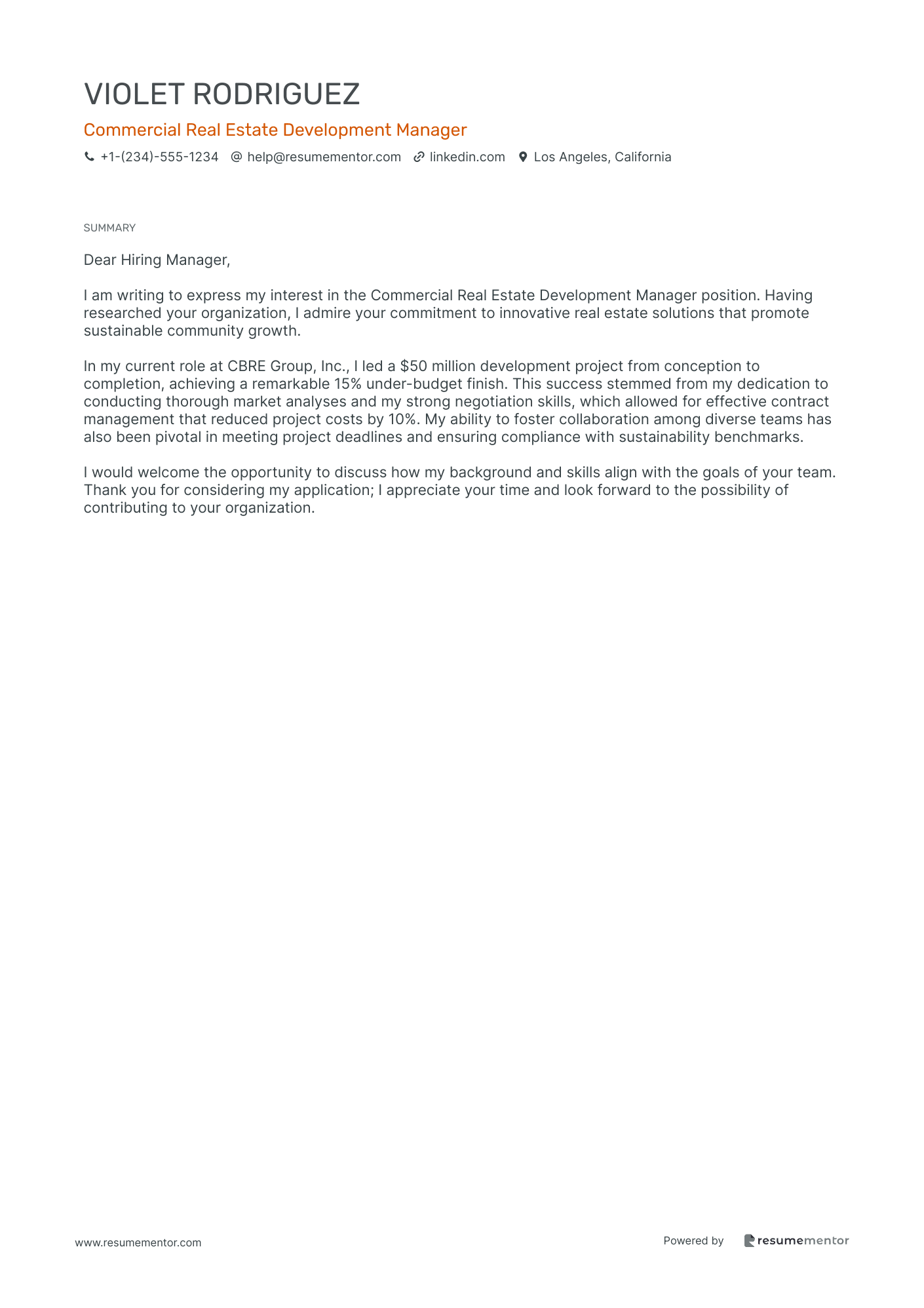 Commercial Real Estate Development Manager