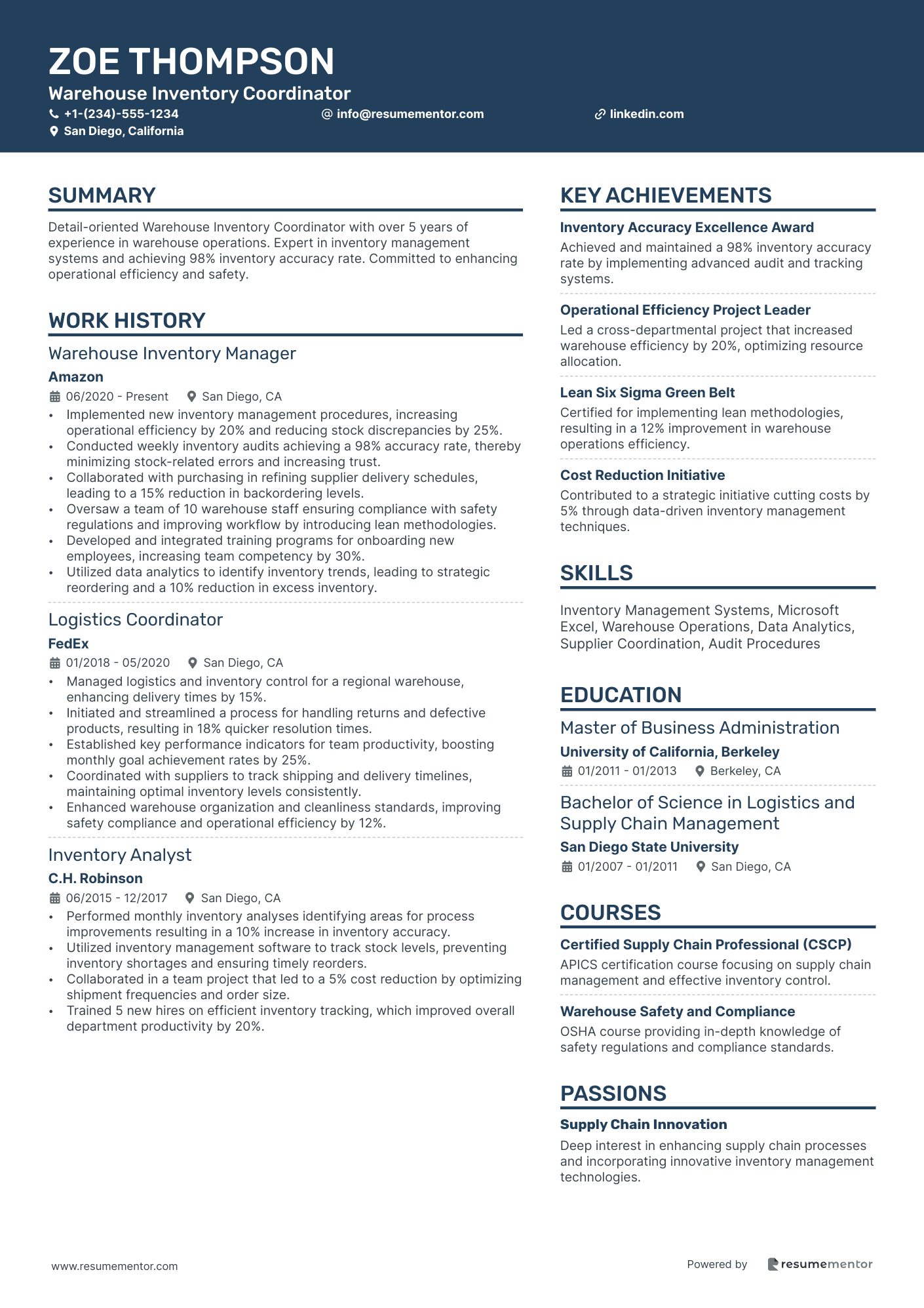 Warehouse Inventory Coordinator