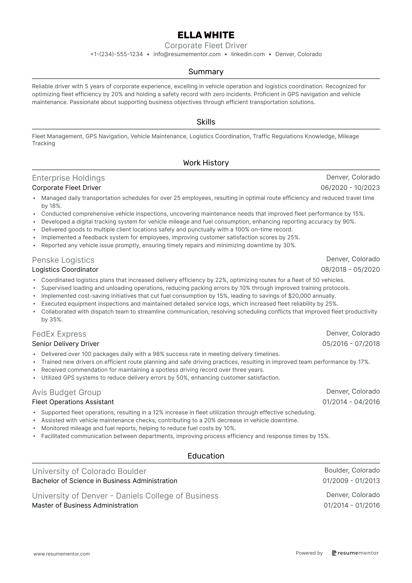 Corporate Fleet Driver