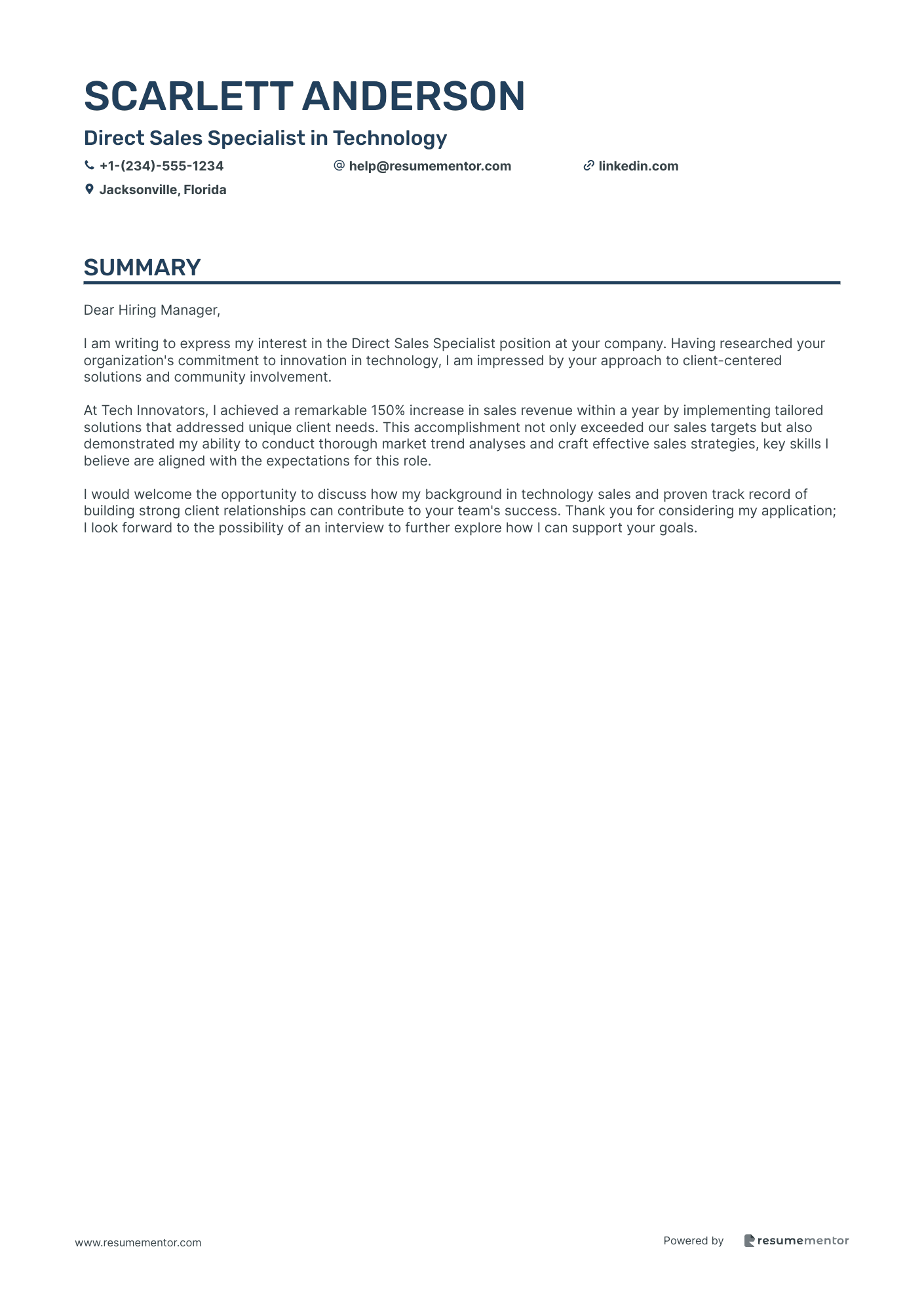 Direct Sales Specialist in Technology