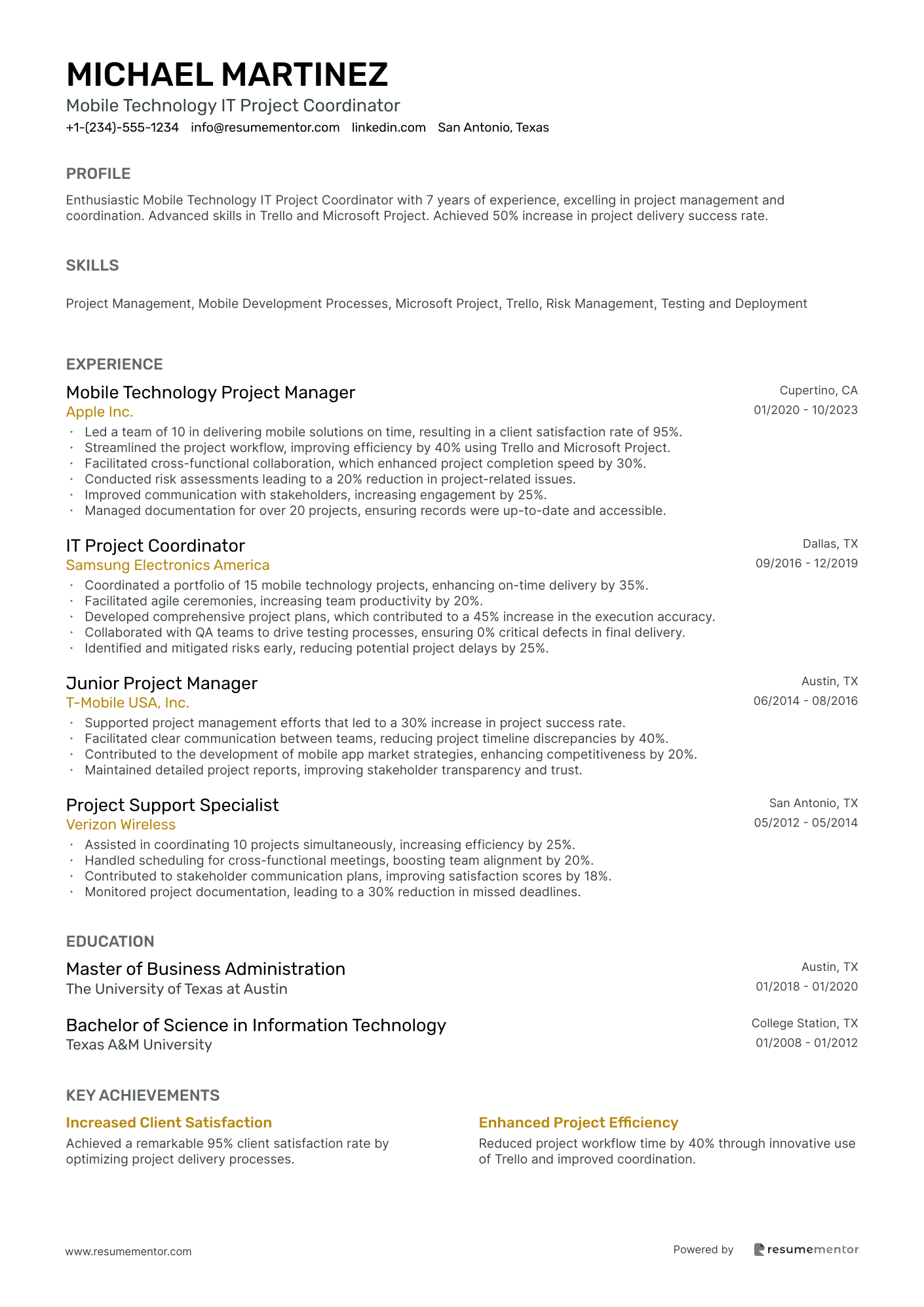 Mobile Technology IT Project Coordinator
