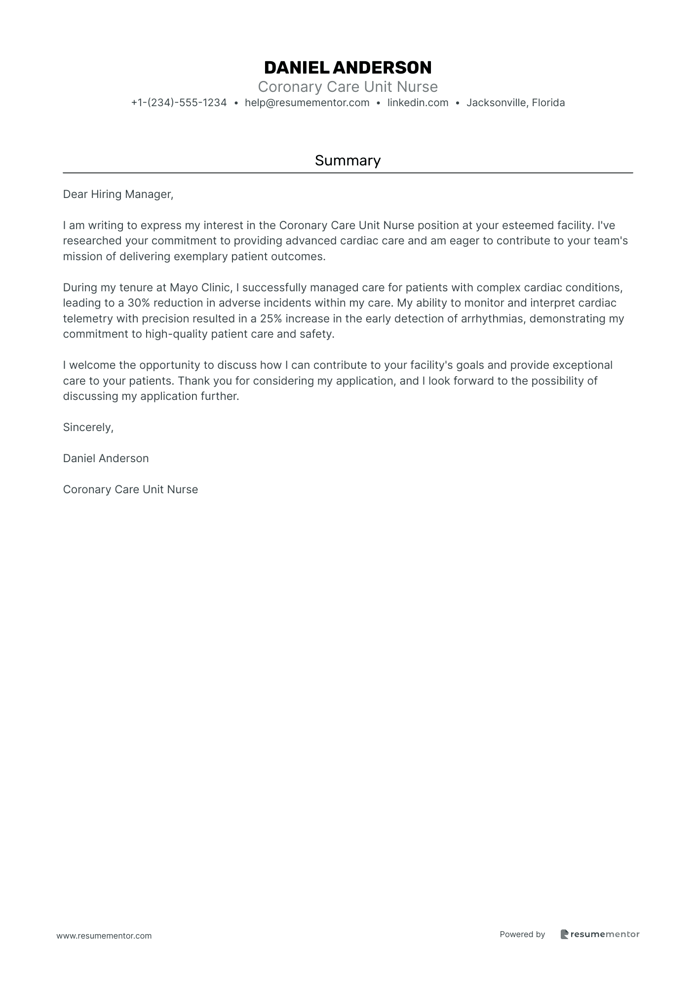 Coronary Care Unit Nurse