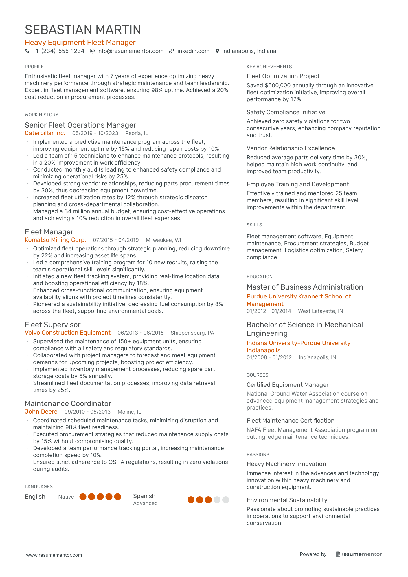 Heavy Equipment Fleet Manager