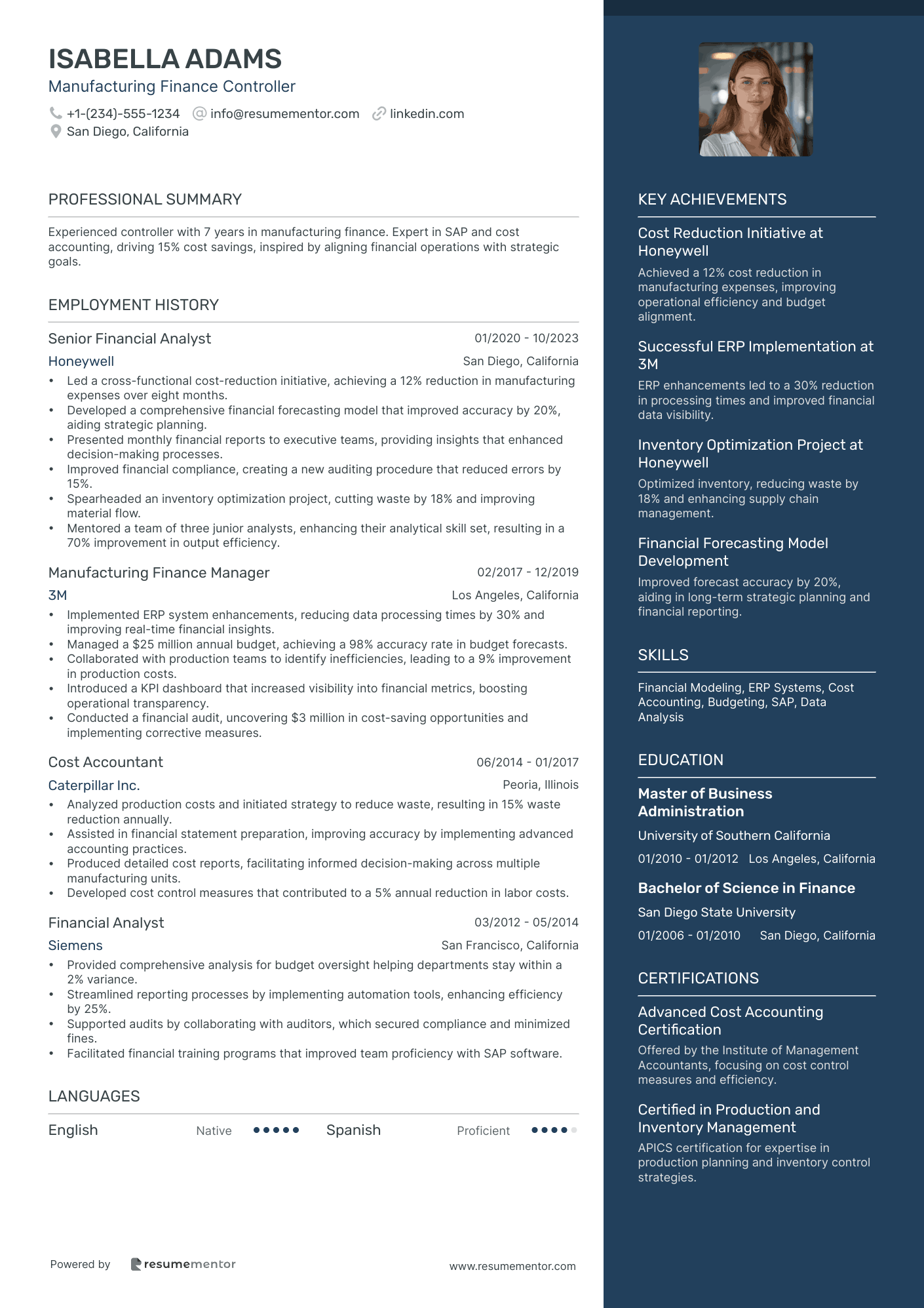 Manufacturing Finance Controller