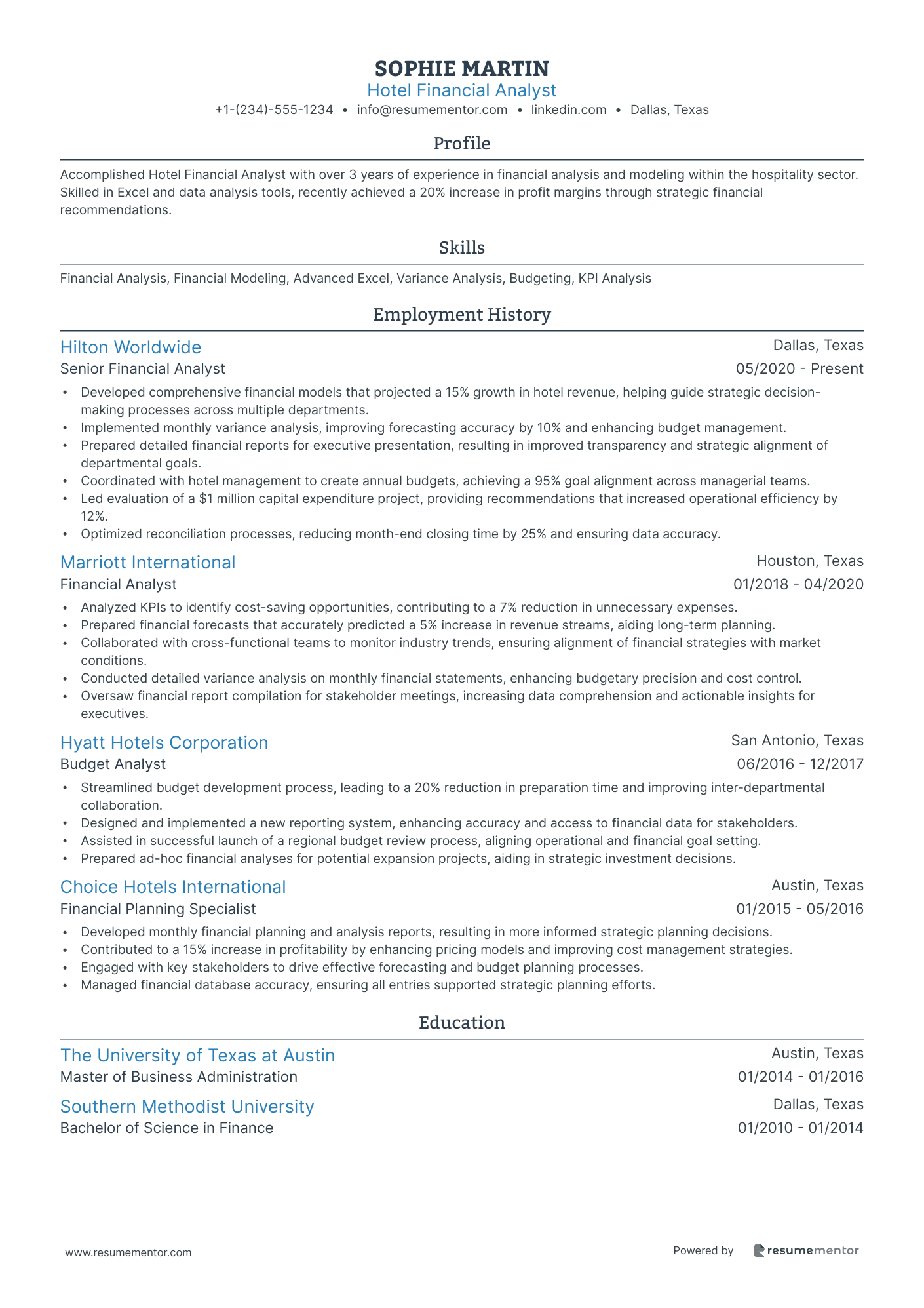 Hotel Financial Analyst