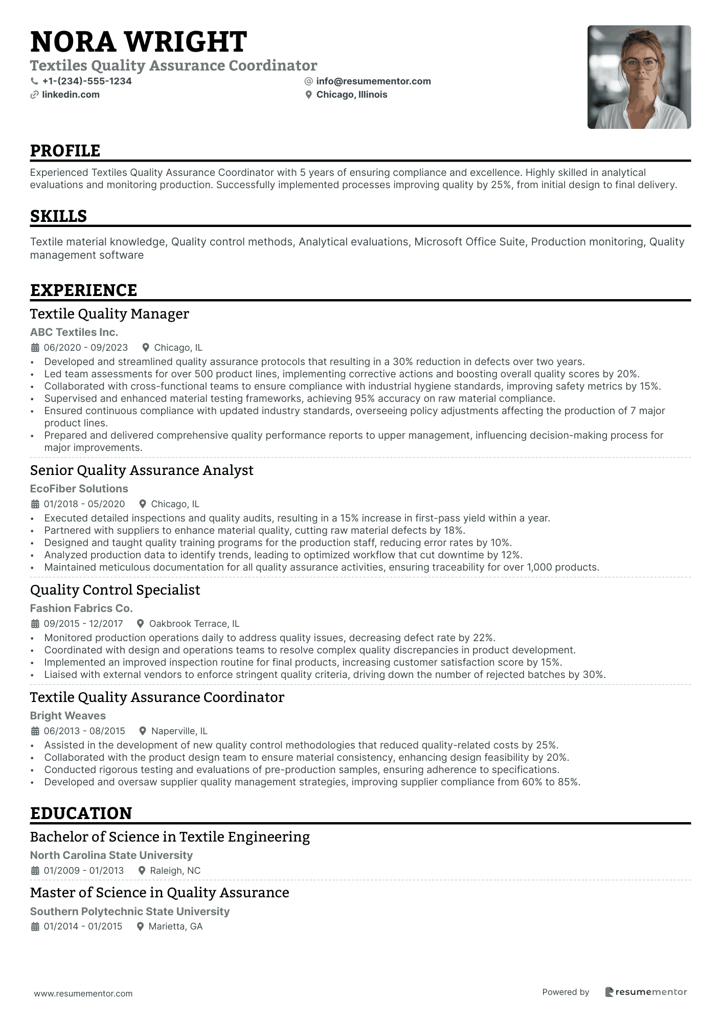 Textiles Quality Assurance Coordinator