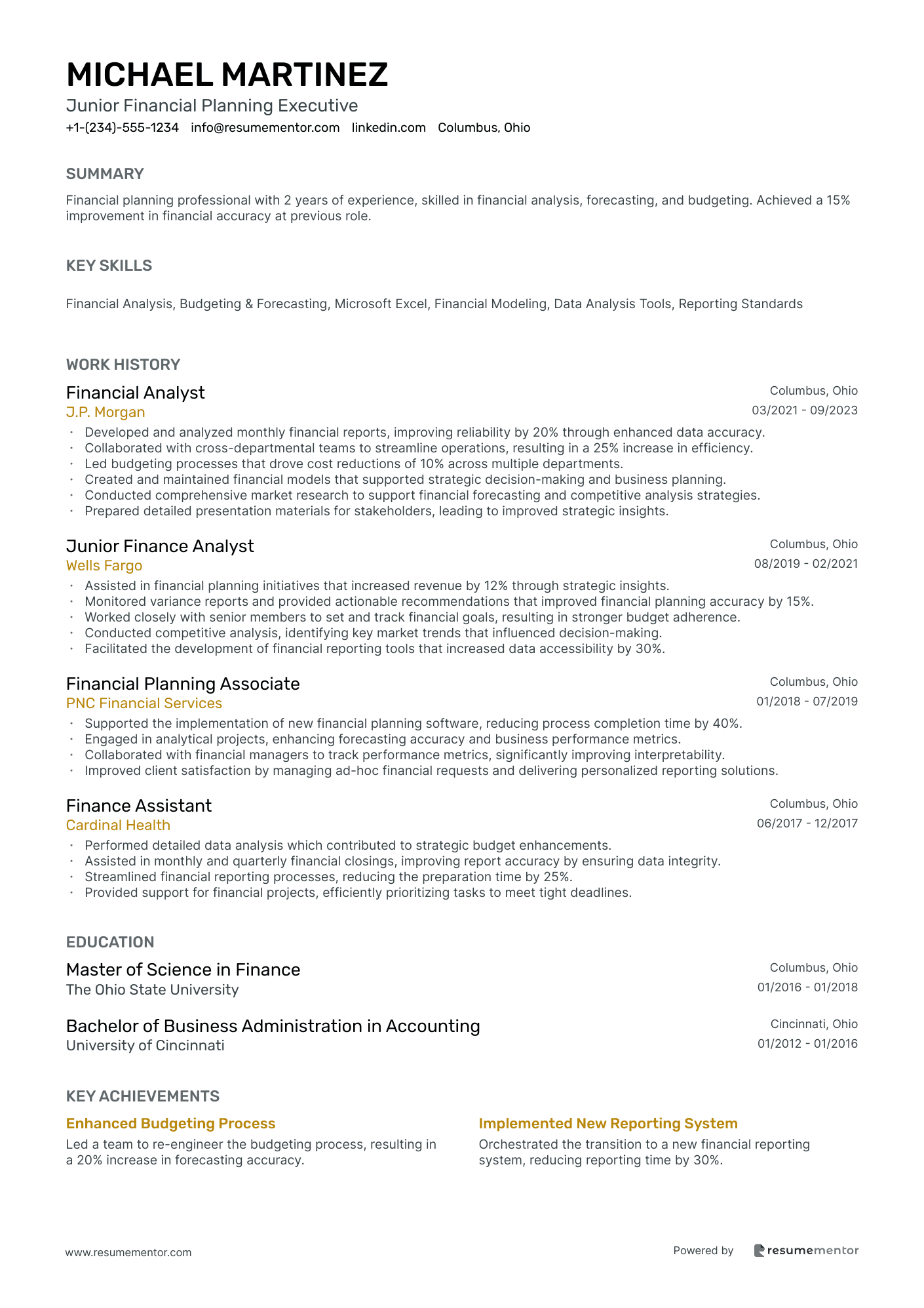 Junior Financial Planning Executive