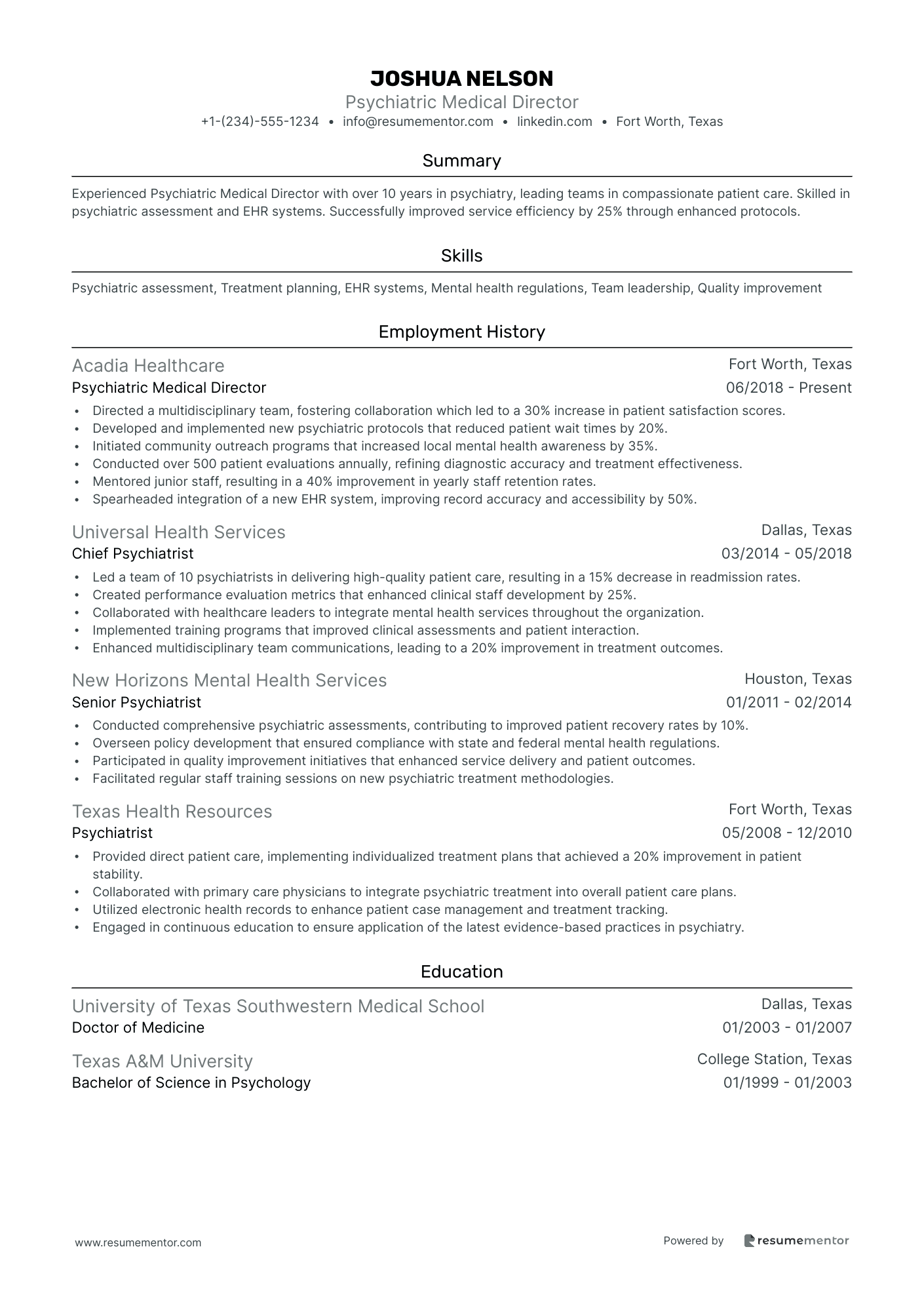 Psychiatric Medical Director