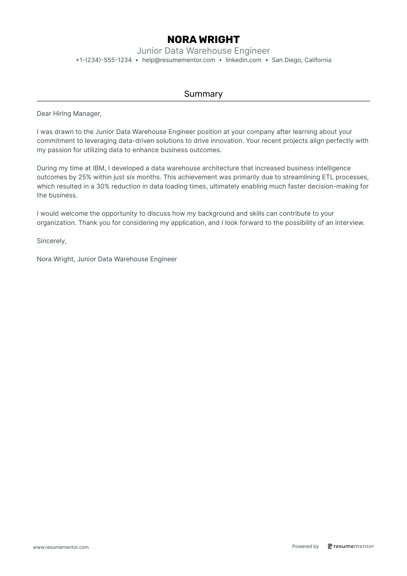 Junior Data Warehouse Engineer
