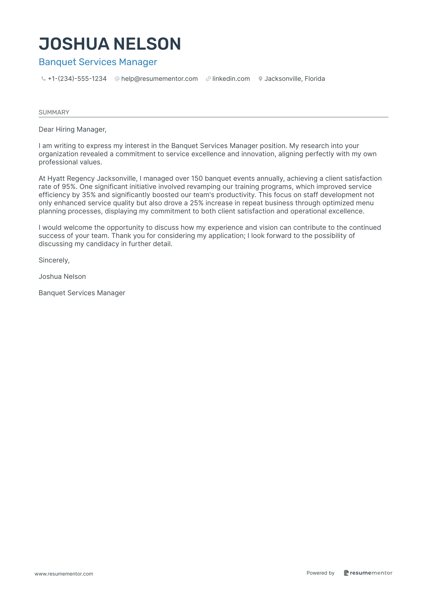 Banquet Services Manager