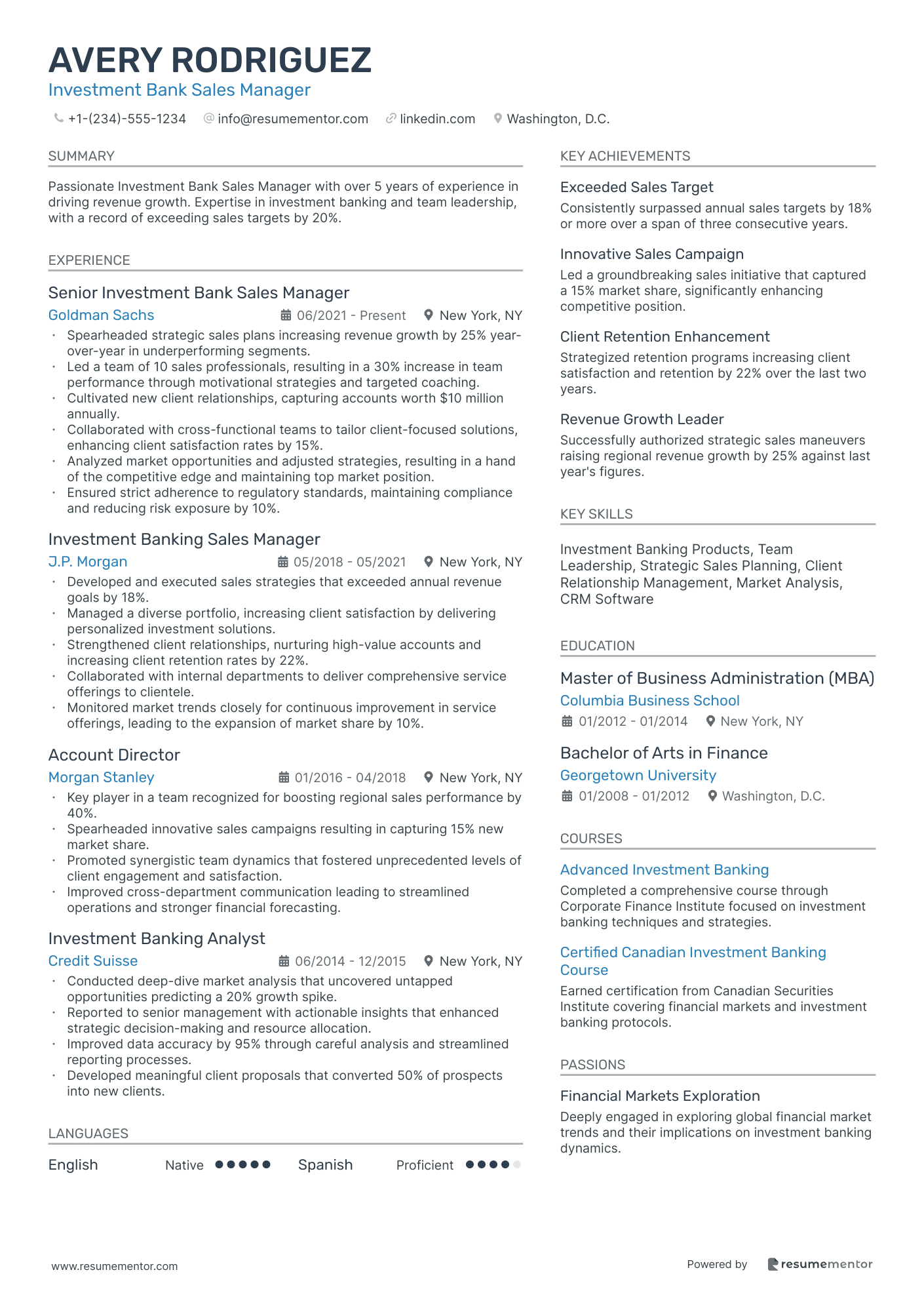 Investment Bank Sales Manager