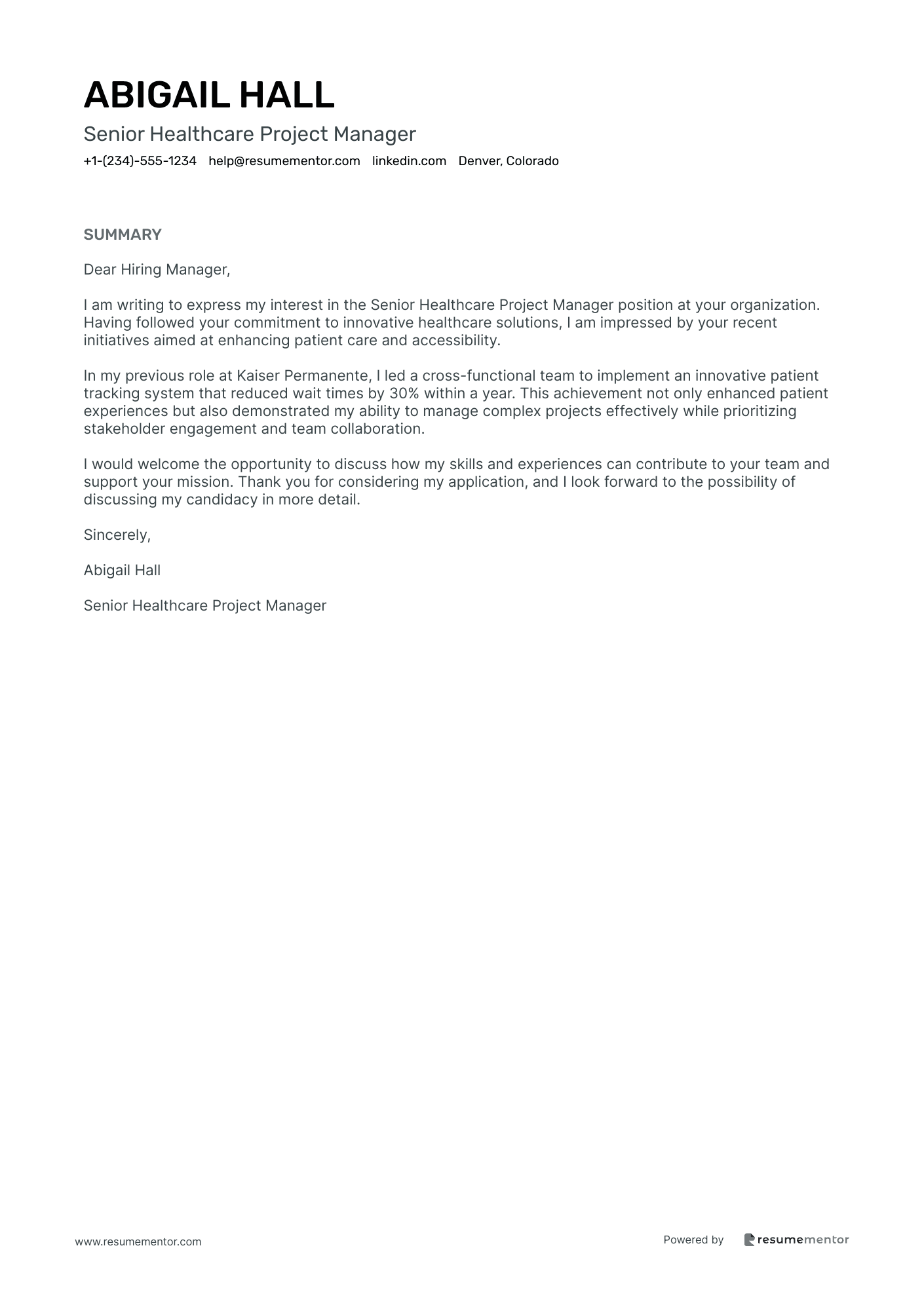 Senior Healthcare Project Manager