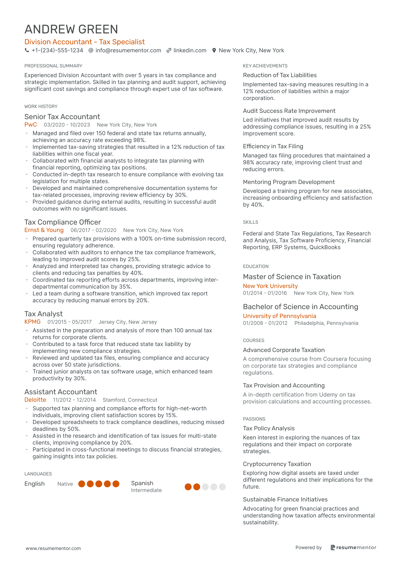 Division Accountant   Tax Specialist