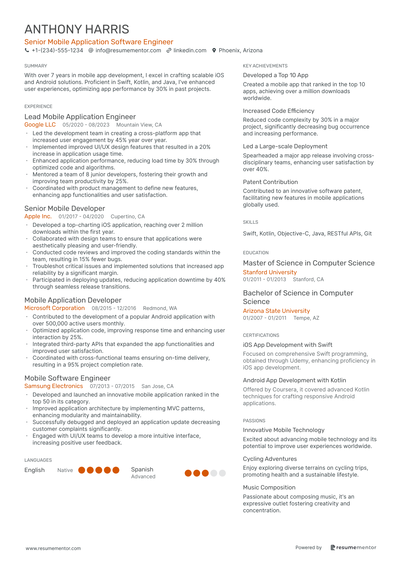 Senior Mobile Application Software Engineer