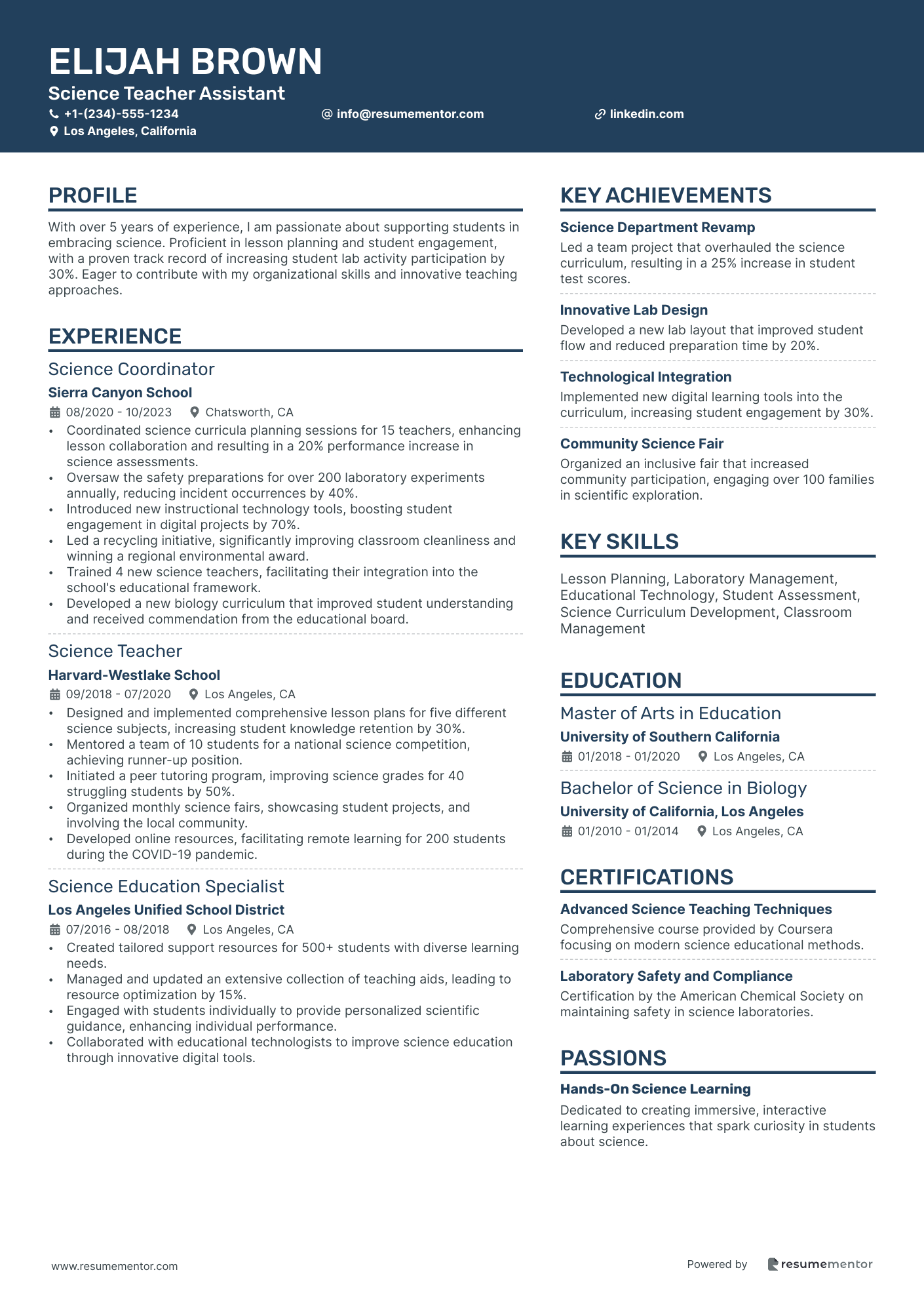 Science Teacher Assistant